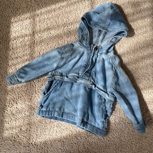 Soft Denim Long Sleeve Pull Over Hoodie 18 months